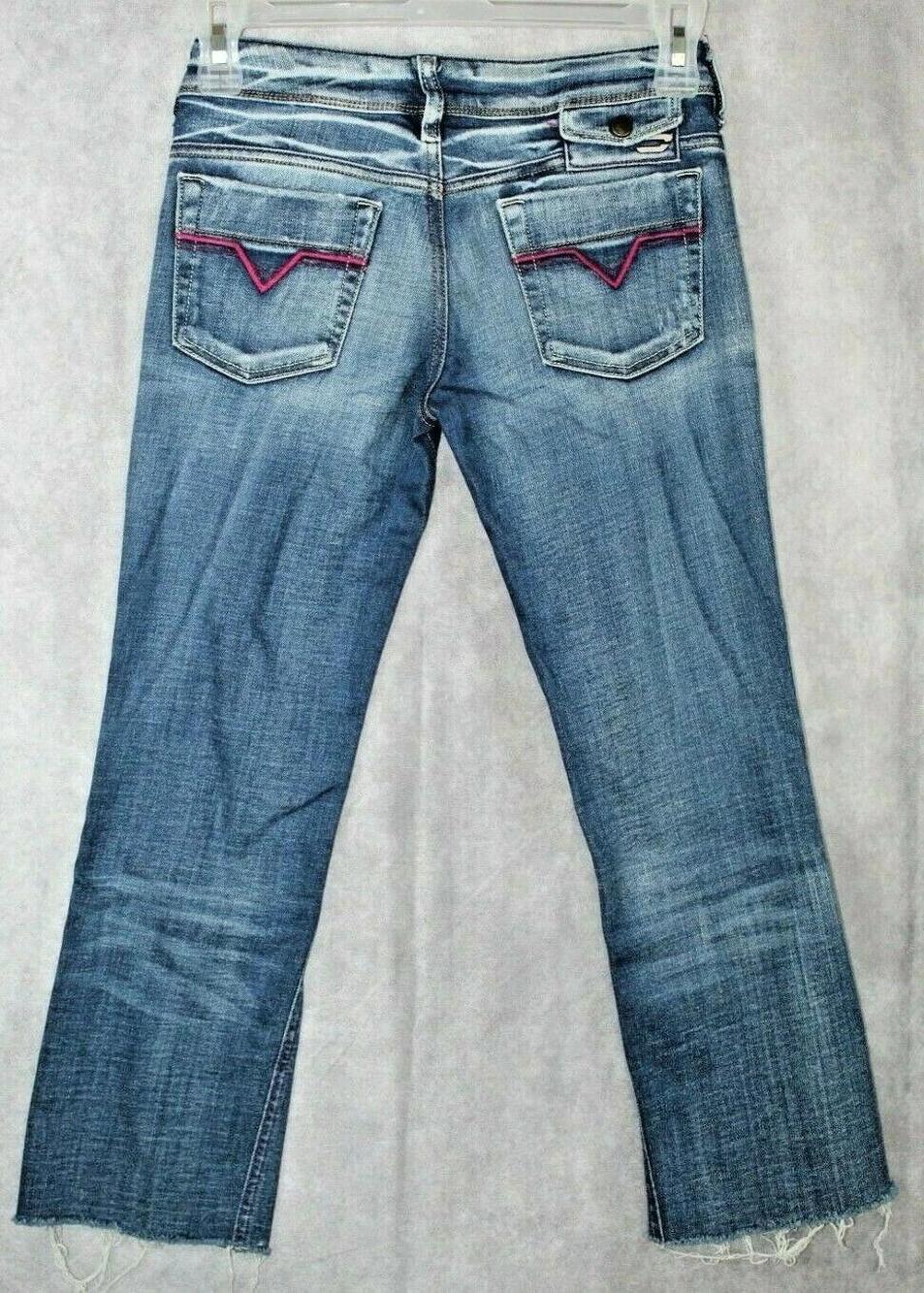 Diesel Bebel Jeans Womens 27 Blue Low Rise Straight Crop Distressed Made Italy